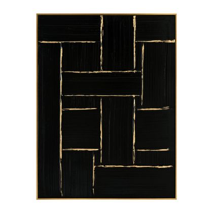 WALL PAINTING STELLON HM4550 BEIGE PS FRAME-BLACK CANVAS-HANDMADE 62x4,5x82Hcm.