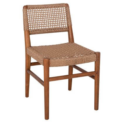 DINING CHAIR ROSCO HM6133.01 TEAK WOOD IN WALNUT-VIRO ROPE IN BROWN 46x55x79Hcm.