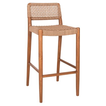 BAR STOOL ROSCO HM6134.01 TEAK WOOD IN WALNUT-VIRO ROPE IN BROWN 47x52x100Hcm.