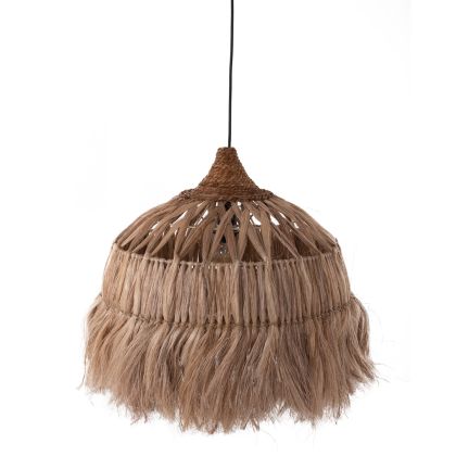 CEILING PENDANT BELL-SHAPED WITH FRINGES ABACA FIBERS IN NATURAL Φ50x50-80Hcm.HM7782