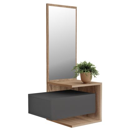 ENTRYWAY FURNITURE (WALL HANGING) WITH MIRROR MEARA HM8984.11 MELAMINE IN SONAMA-GREY 49,1x31,3x90Hcm.