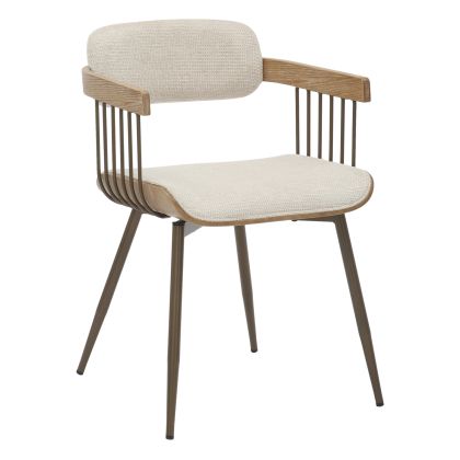 DINING CHAIR LANG HM9973.01 METAL FRAME QNTIQUE COPPER-ECRU FABRIC 52x52x76Hcm.