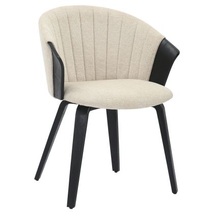 DINING CHAIR JESPER HM9977.02 PLYWOOD FRAME IN BLACK-ECRU FABRIC 61x54x74Hcm.