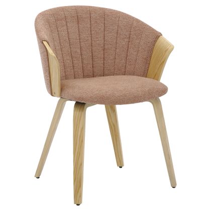 DINING CHAIR JESPER HM9977.01 PLYWOOD FRAME IN OAK-REDWOOD FABRIC 61x54x74Hcm.