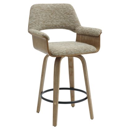 BAR STOOL MED.HEIGHT CLIPP HM9987.01 WHITEWASH PLYWOOD-BEIGE FABRIC 57,5x53x98Hcm.