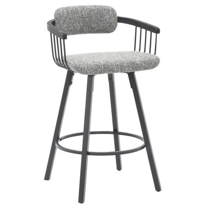 BAR STOOL SWIVEL LANG HM9990.02 BLACK METAL FRAME-GREY FABRIC 51,5x48,5x89,5Hcm.