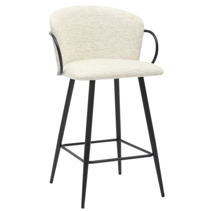 BAR STOOL MED.HEIGHT NEBOR HM9986.02 BLACK METAL FRAME-ECRU FABRIC 53,5x51x90Hcm.