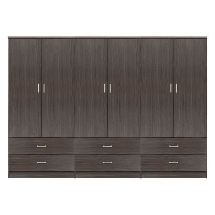 WARDROBE REINA 6-LEAF WITH 6 DRAWERS FB921060.01 MELAMINE IN ZEBRANO COLOR 240x42x181Hcm.