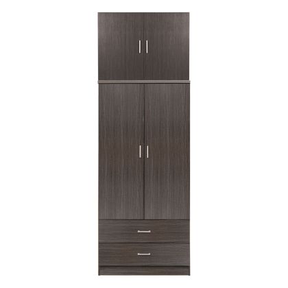 WARDROBE REINA HM21061.01 2-LEAF WITH UPPER CABINET & 2 DRAWERS-MELAMINE IN ZEBRANO 80x42x241Hcm.