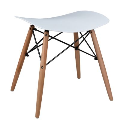 STOOL TONIA HM0109.01 BEECH WOOD LEGS-WHITE POLYPROPYLENE SEAT 47x34.5x46.5Hcm.