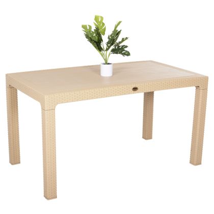 POLYPROPYLENE RECTANGULAR TABLE TODOR HM6147.04-CAPPUCCINO WITH WICKER LOOK 140x80x75Hcm.