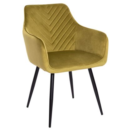 DINING ARMCHAIR LATRELL HM8582.07 OLIVE GREEN VELVET & BLACK METAL LEGS 55x57x84Hcm.