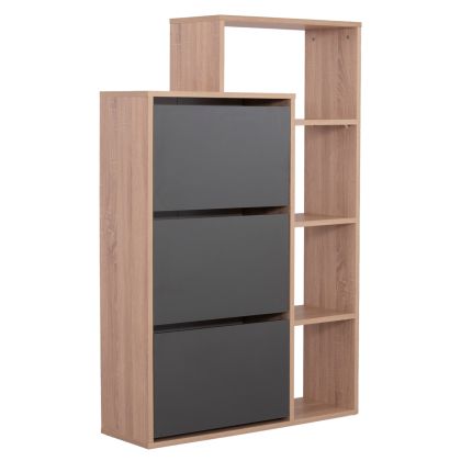 SHOE CABINET ROBBEN HM18189.06 MELAMINE IN ANTHRACITE-OAK 90x29.5x142.5Hcm.