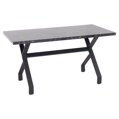 KITCHEN TABLE LANA HM18221.02 MELAMINE IN BLACK MARBLE LOOK-BLACK METAL LEGS 140x70x72.5Hcm.