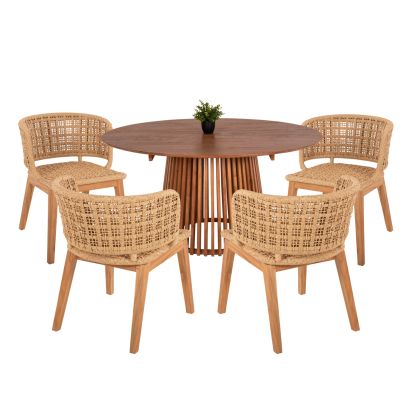 DINING SET 5PCS FARLEY HM21076.02 ROUND TABLE Φ150cm. & 4 DINING CHAIRS