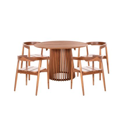 DINING SET 5PCS ADONIS HM21074.03 ROUND TABLE Φ120cm. & 4 DINING CHAIRS