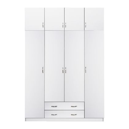 WARDROBE AZALEA WITH EXTRA UPPER CABINET 4-LEAF HM11224.05 MELAMINE IN WHITE 200x55.5x240Hcm.