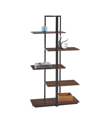 RACK OMNI HM18074.04 BLACK METAL FRAME-MELAMINE IN WALNUT 68x34.5x150.5Hcm.