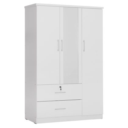 WARDROBE WITH MIRROR & SHELVES JARRY HM2485.01 MELAMINE IN WHITE 119x48x183Hcm.