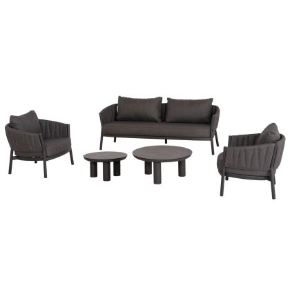 OUTDOOR LOUNGE SET 5PCS SHANKS HM6206.01 DARK GREY ALUMINUM-OLEFIN FABRIC-3D PRINT GLASS