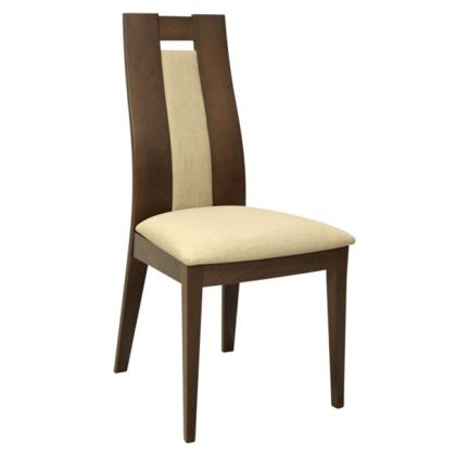 Chair Wooden solid HM0068.01 Walnut color with beige fabric