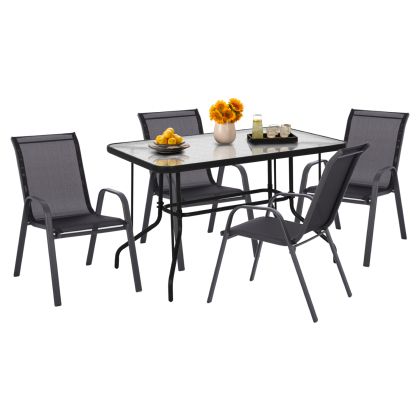 OUTDOOR DINING SET HM5193.03 5PCS METAL IN GREY COLOR