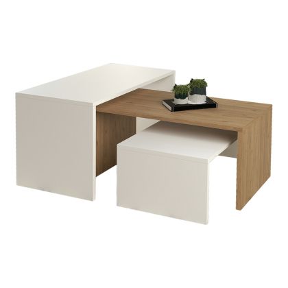 COFFEE TABLES 3PCS SET BENTIL HM9444.11 MELAMINE IN SONAMA-WHITE 65x35x45Hcm.