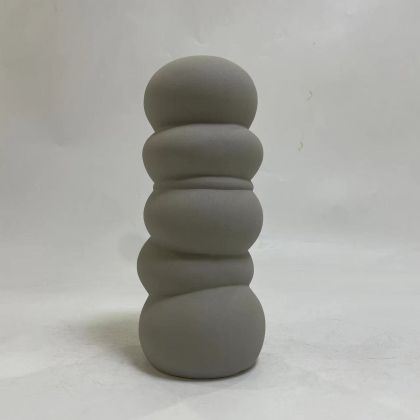 CERAMIC TABLE DECOR ROOK HM4630.03 MATTE GREY Φ12x30Hcm.