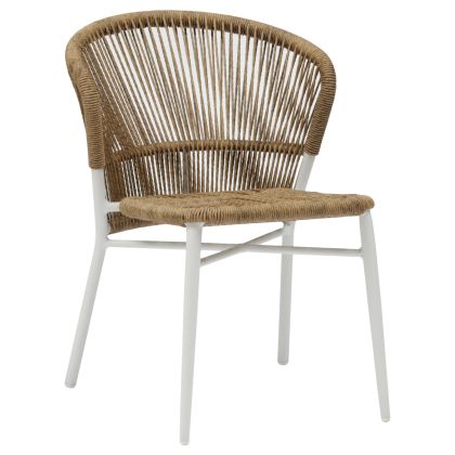 ALUMINUM CHAIR LYNN HM6267.02 WHITE FRAME-P.E. RATTAN IN NATURAL COLOR 61x55x77Hcm.