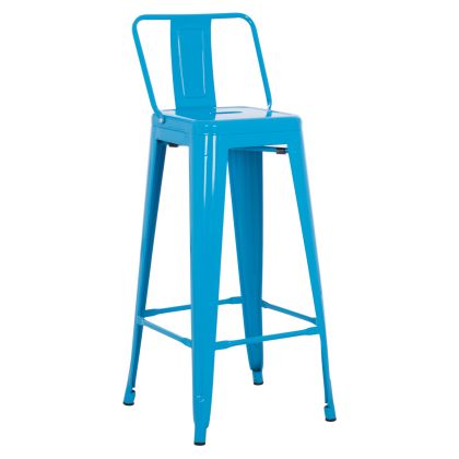 BAR STOOL WITH BACKREST MELITA-PRO HM8643.48 METAL IN BLUE 42x42x100Hcm.