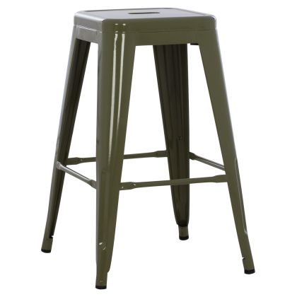 BAR STOOL MEDIUM HEIGHT MELITA-PRO HM8573.43 METAL IN DARK OLIVE GREEN 43x43x67Hcm.