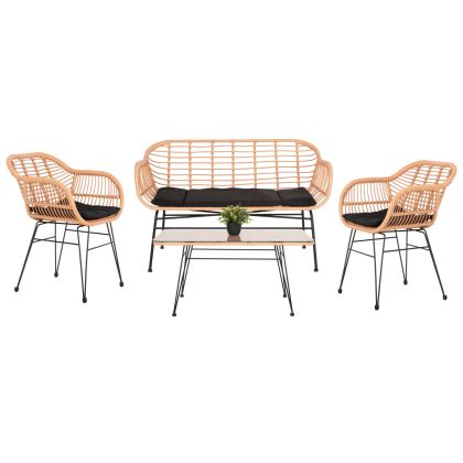 OUTDOOR LOUNGE SET 4PCS ALLEGRA HM21052 WICKER-METAL