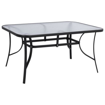 DINING TABLE BRUNO HM5145.03 METAL IN BLACK COLOR-TEMPERED GLASS 150Χ90Χ72Hcm.