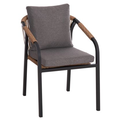 ARMCHAIR MAERLY HM6051.03 ANTHRACITE ALUMINUM AND CUSHIONS-P.E.RATTAN IN LIGHT BROWN 57x60x84Hcm.