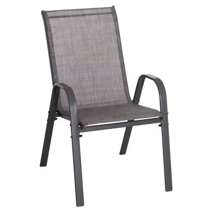 OUTDOOR ARMCHAIR LEON HM5000.41 GREY METAL FRAME & TEXTILENE-4PCS SET- 55x70x91Hcm.