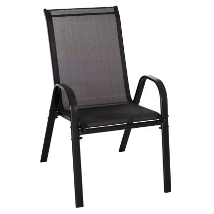 OUTDOOR ARMCHAIR LEON HM5000.43 BLACK METAL FRAME & TEXTILENE-4PCS SET- 55x70x91Hcm.