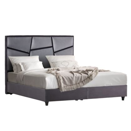 BED WITH STORAGE SPACE IRIDA HM718 GREY VELVET -FOR MATTRESS 160x200cm.