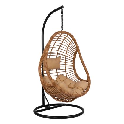 Hanging Armchair Nest HM5541.01 with wicker & pillows beige Diameter95x195cm