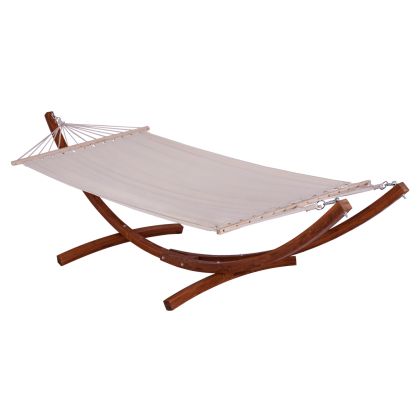 Wooden Hammock K/D Kailano HM5673.02 Walnut with beige cloth 330x120x100cm