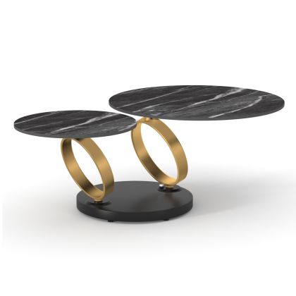 COFFEE TABLE ROUND ROTATING AILLERON SM18096 CERAMIC TOP-METAL BASE Φ77(50)x44Hcm.