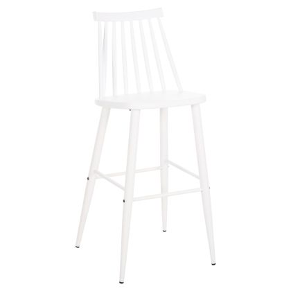 БАР СТОЛ ВИСОКА СЕДАЛКА VANESSA HM8459.11 БЯЛ PP И БЕЛИ МЕТАЛНИ КРАКА 47x48,5x107Hcm.