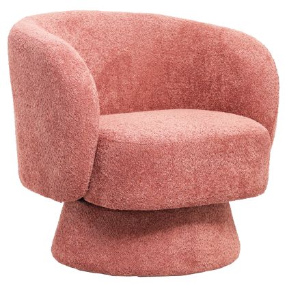 ARMCHAIR SWIVEL KARLEN HM9592.02 PINK BOUCLE FABRIC 78x81x77Hcm.