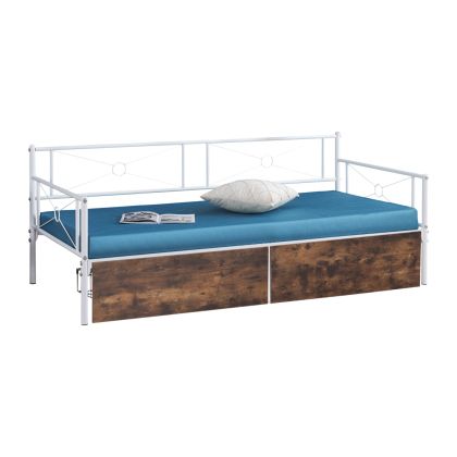 SOFA-BED BERNIE HM21121.01 METAL FRAME IN WHITE & DRAWERS- FOR MATTRESS 190x90cm.