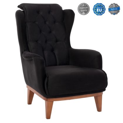 HM9313.01 BENNINGTON black velvet armchair, 75x100x100cm