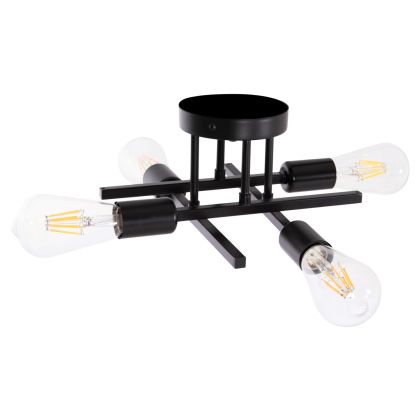 CEILING PENDANT MULTILIGHT FIXTURE LIGHTY HM7428.11 BLACK METAL 28x28x15Hcm.