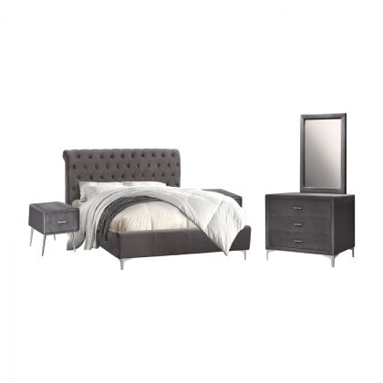 Set Bedroom 4 pieces Velvet Grey HM11268.20