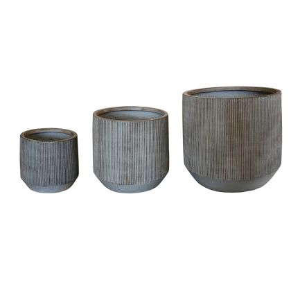 GARDEN PLANTERS ROUND SET 3PCS SERIES GARDENER HM4724 FIBERCLAY--CEMENT COLOR Φ55x55Hcm.