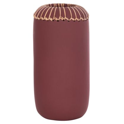 DECORATIVE TABLE VASE LENNOX HM4675.06S TERRACOTA IN MAROON RED--Φ18x33Hcm.