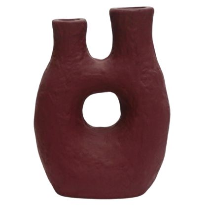 DECORATIVE TABLE VASE NAMENTIS HM4665.03L TERRACOTA IN MAROON RED COLOR--27x13.5x37Hcm.