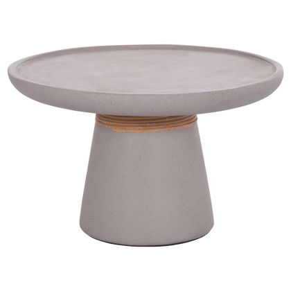 SIDE TABLE TRED HM18168.03 FIBER CEMENT IN GREY-NATURAL RATTAN--Φ49x30Hcm.